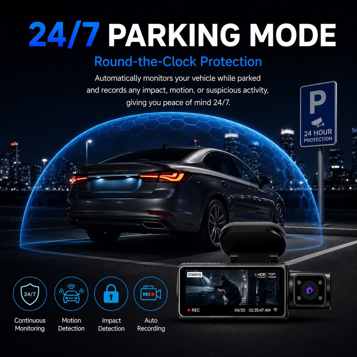 CardiVox A21 3 Channel Dash Cam 4K+2.5K+2.5K Sony STARVIS 2 GPS WiFi ADAS 256GB