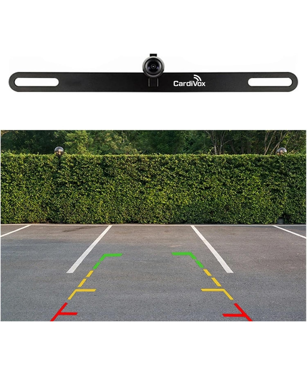 CardiVox License Plate Backup Camera – HD Rear View Camera with Night Vision, 170° Wide Angle, Waterproof IP67, Universal