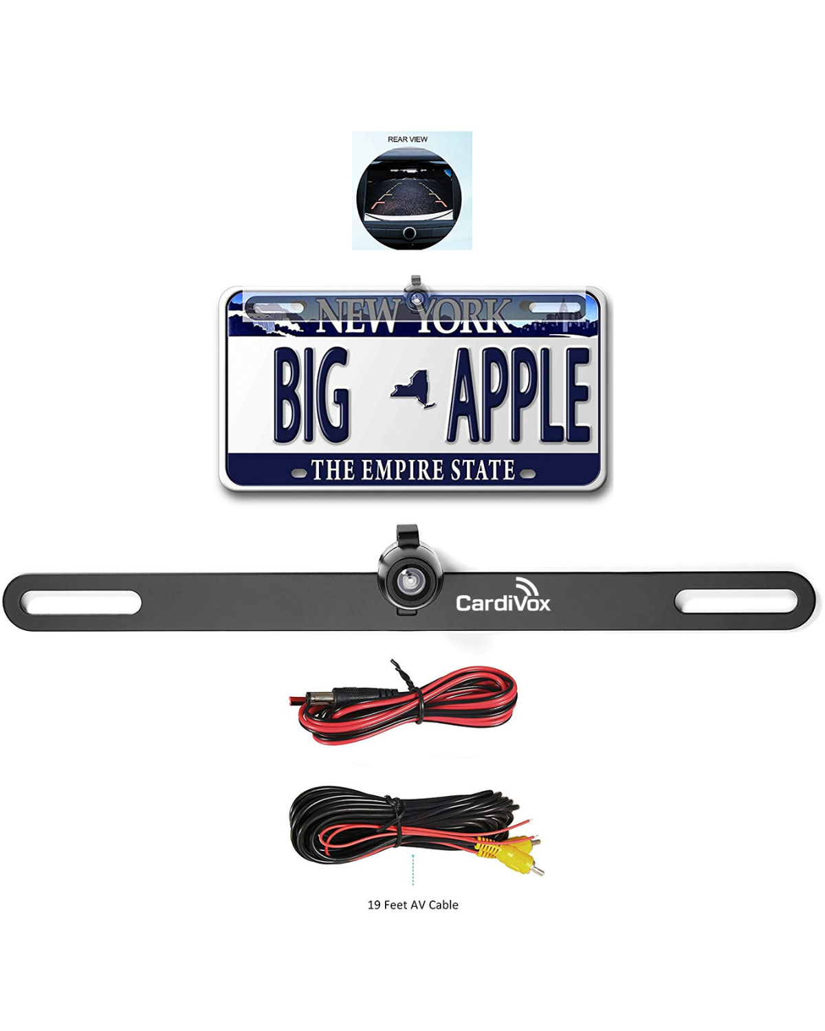 CardiVox License Plate Backup Camera – HD Rear View Camera with Night Vision, 170° Wide Angle, Waterproof IP67, Universal