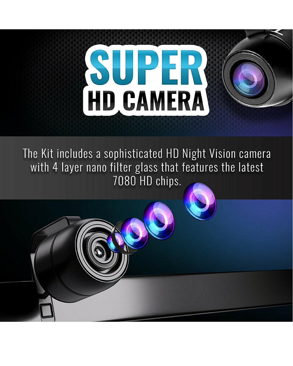 CardiVox License Plate Backup Camera – HD Rear View Camera with Night Vision, 170° Wide Angle, Waterproof IP67, Universal