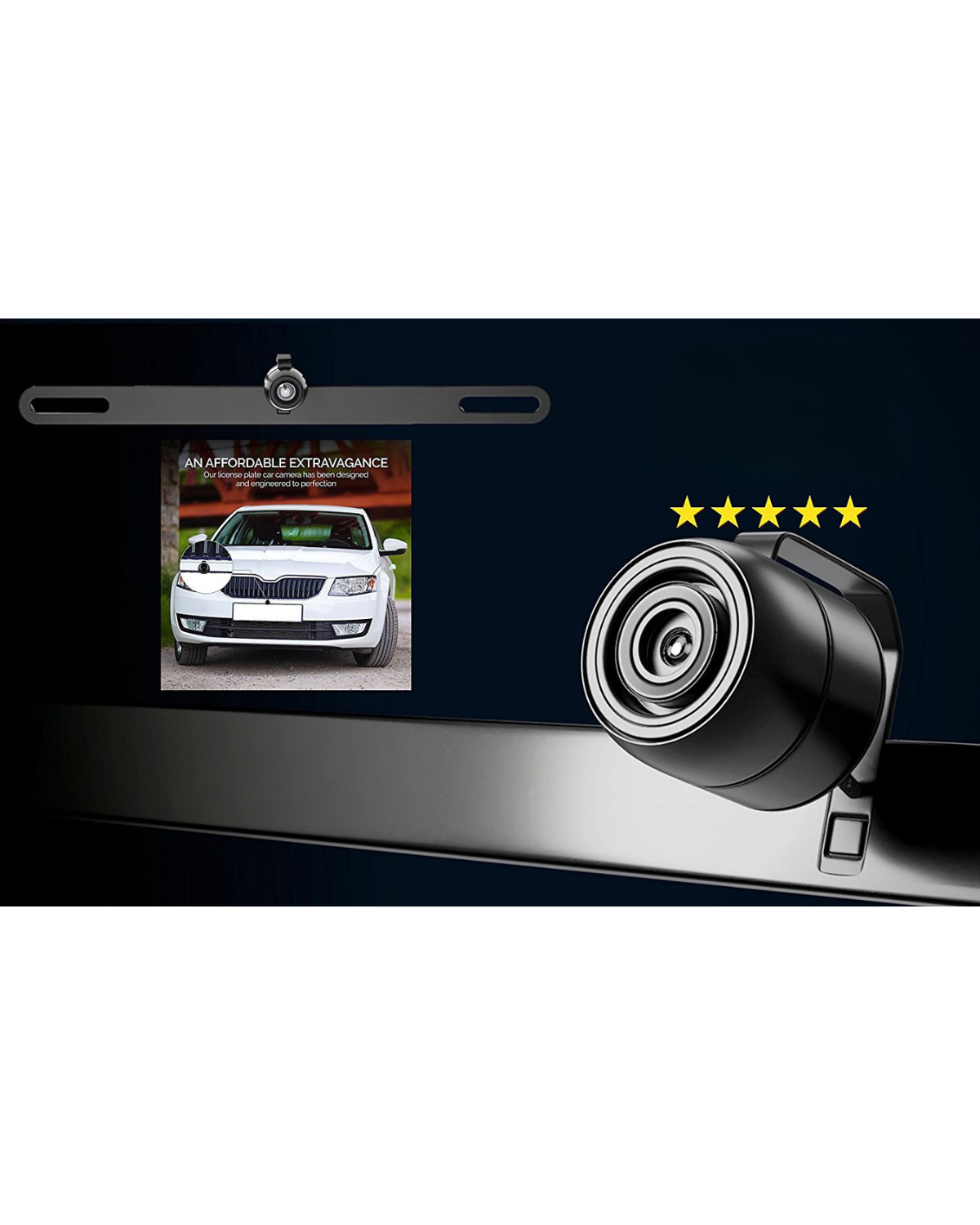 CardiVox License Plate Backup Camera – HD Rear View Camera with Night Vision, 170° Wide Angle, Waterproof IP67, Universal