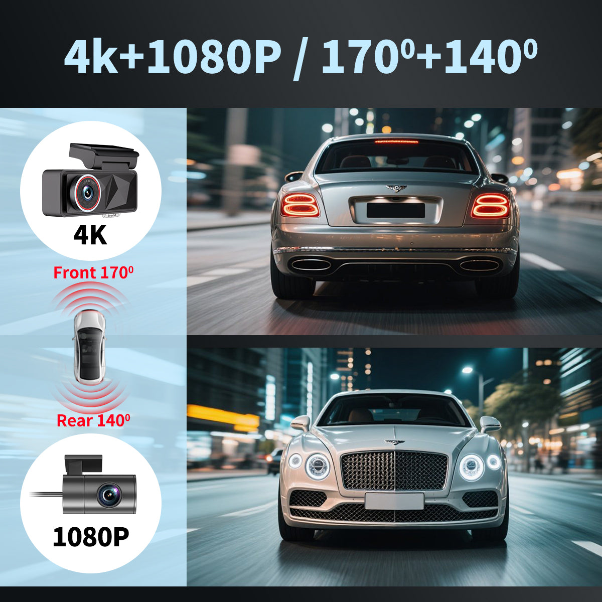 CardiVox BD05 4K Front & 2K Rear Dash Cam for Cars