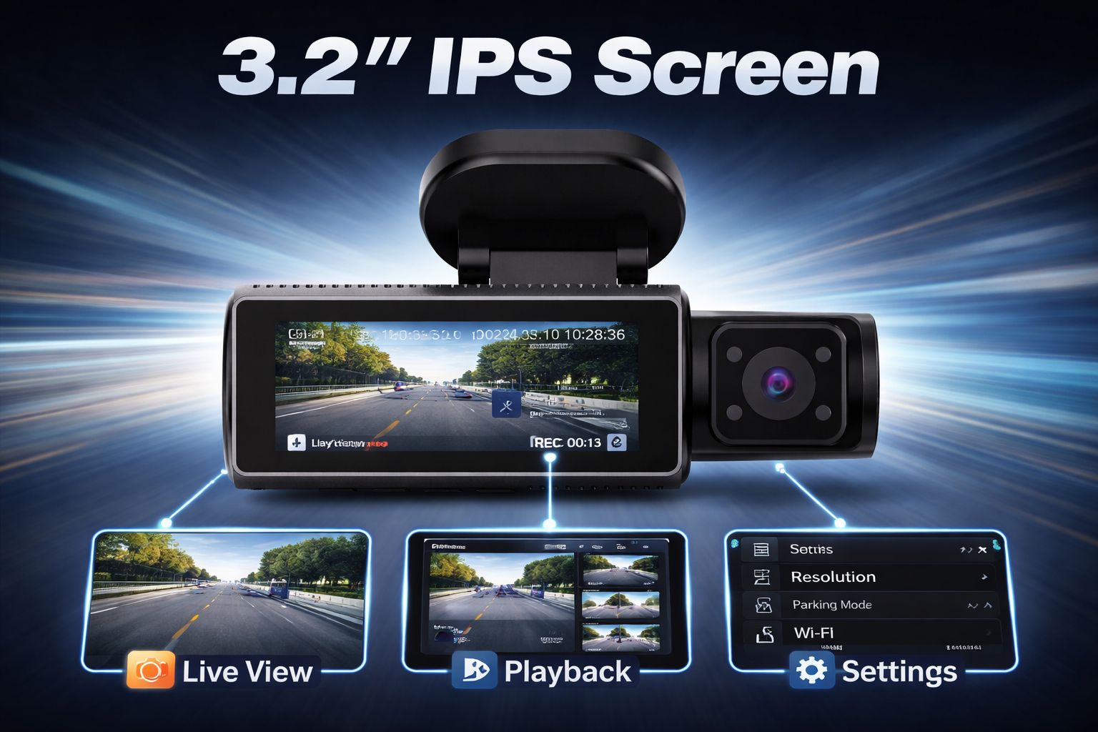 CardiVox A21 3 Channel Dash Cam 4K+2.5K+2.5K Sony STARVIS 2 GPS WiFi ADAS 256GB