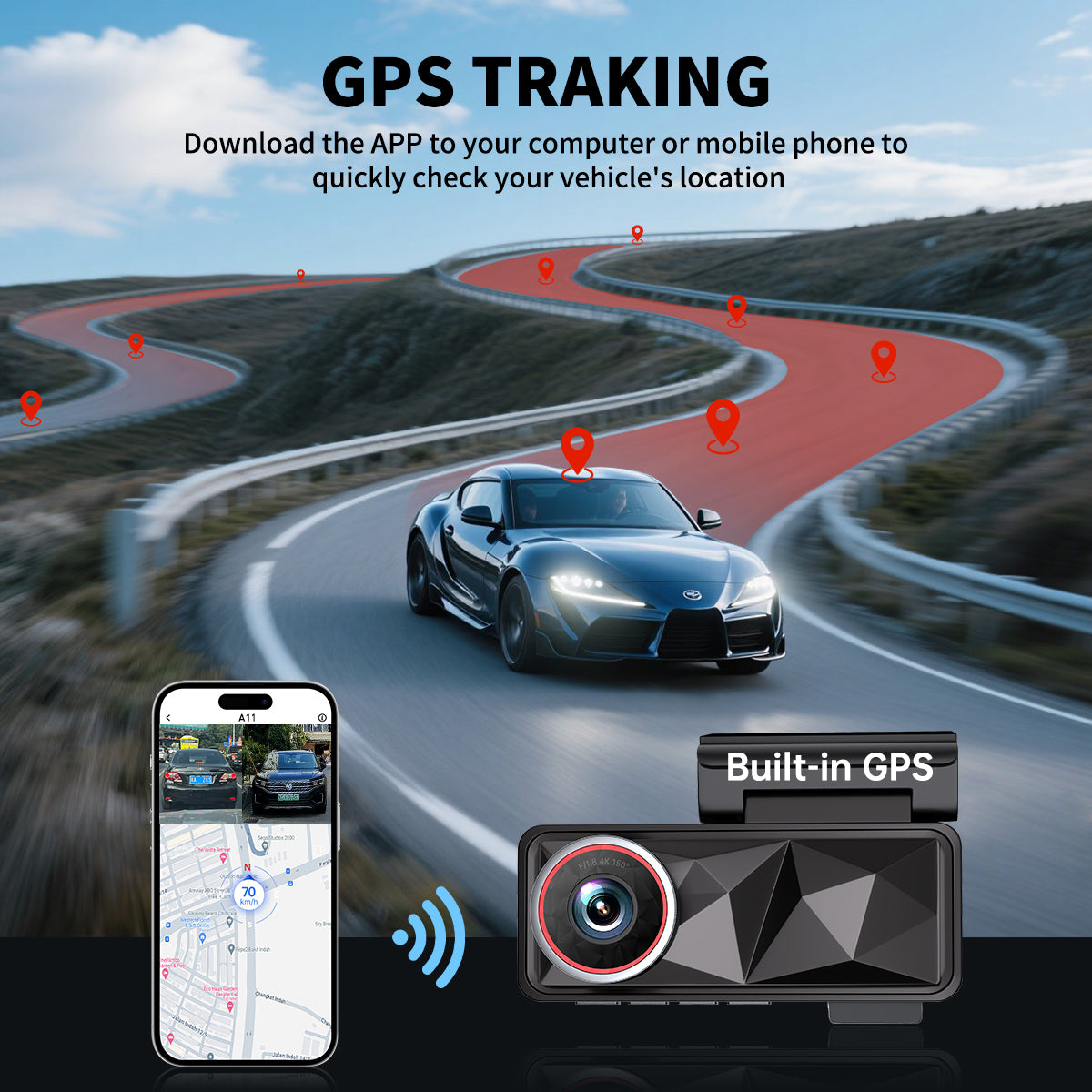 CardiVox BD05 4K Front & 2K Rear Dash Cam for Cars