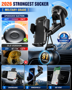 CardiVox 3-in-1 Car Phone Holder Mount for iPhone & Android Dashboard & Windshield Cell Phone Holder One-Touch Lock