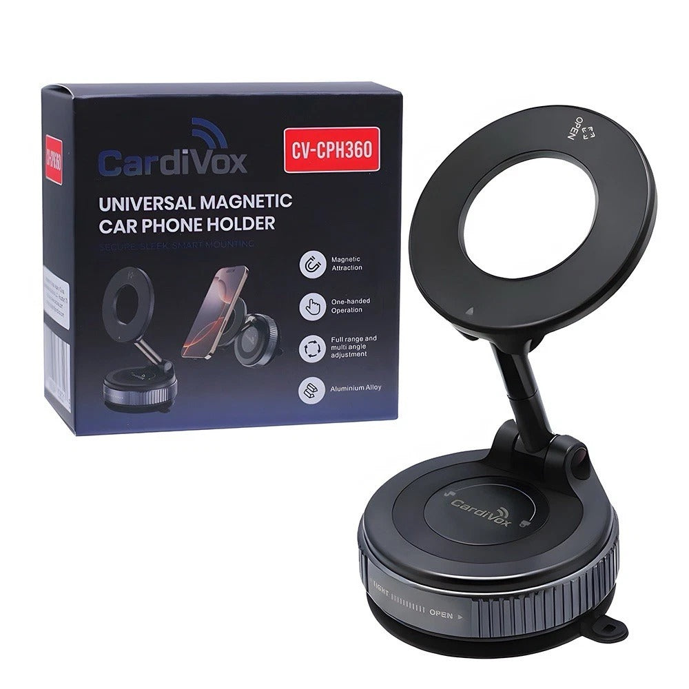 CardiVox 360° Adjustable Magnetic Vacuum Suction Cup Car Phone Holder