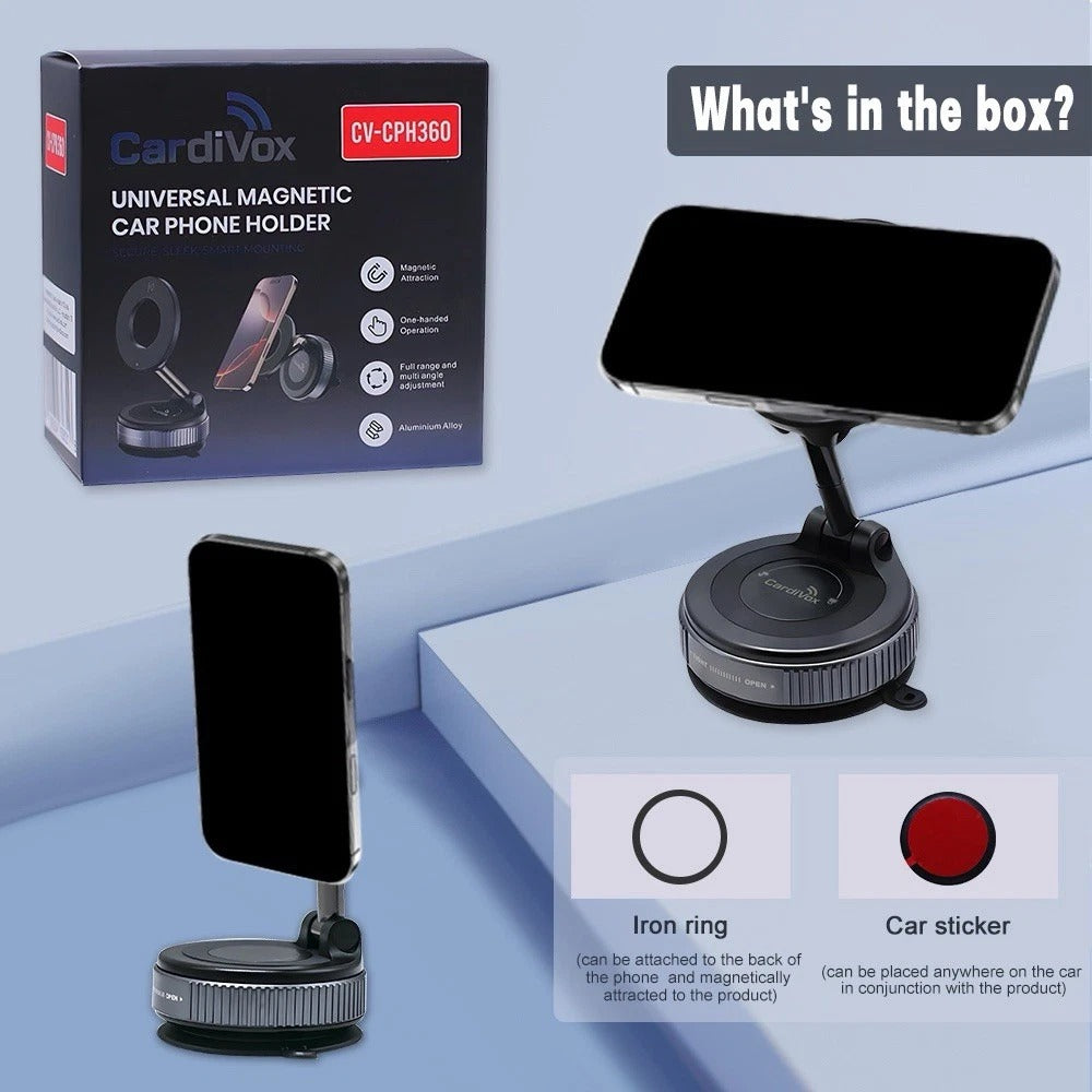 CardiVox 360° Adjustable Magnetic Vacuum Suction Cup Car Phone Holder