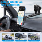CardiVox 2-in-1 Car Phone Holder Mount for iPhone & Android, Dashboard & Windshield Cell Phone Holder, One-Touch Lock