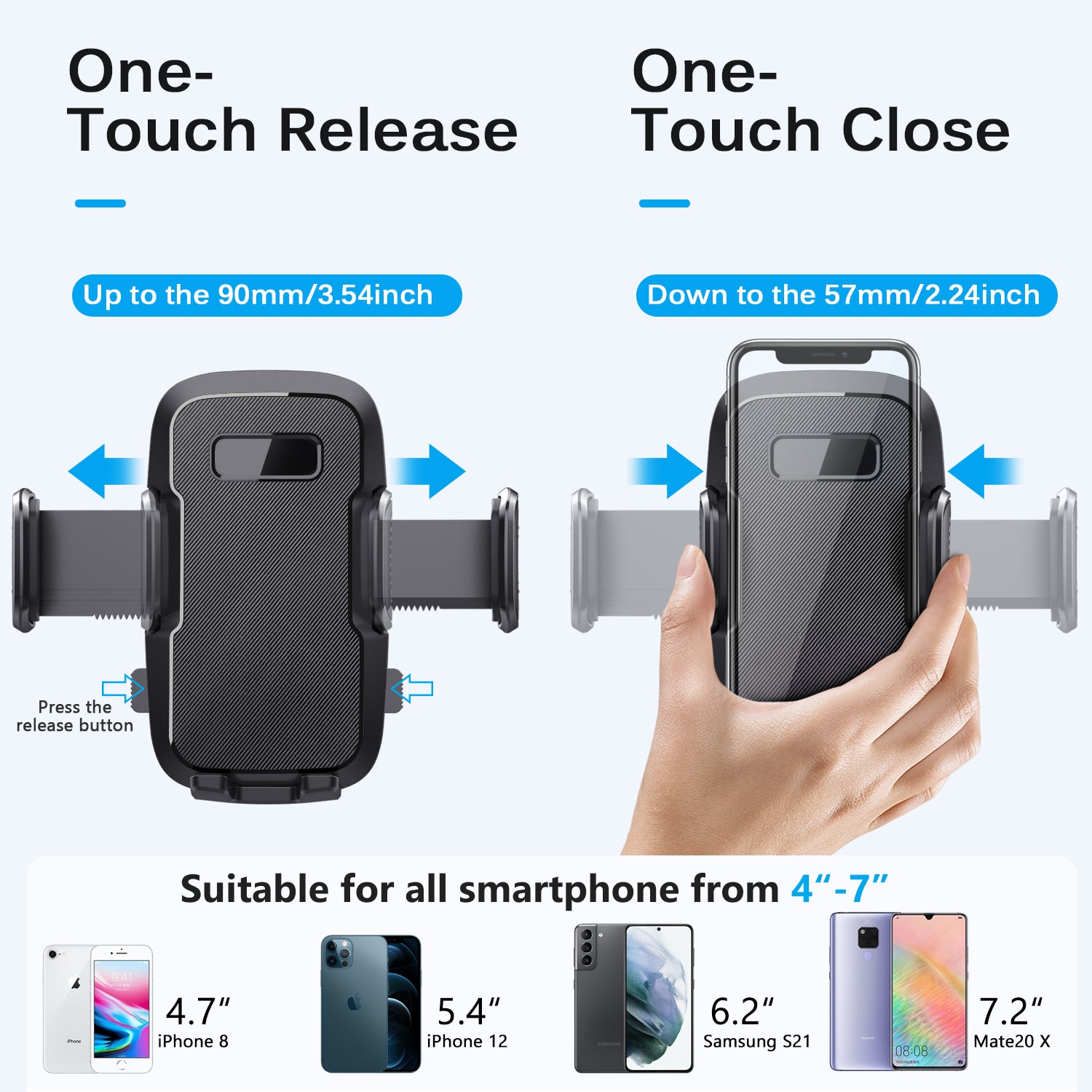 CardiVox 2-in-1 Car Phone Holder Mount for iPhone & Android, Dashboard & Windshield Cell Phone Holder, One-Touch Lock