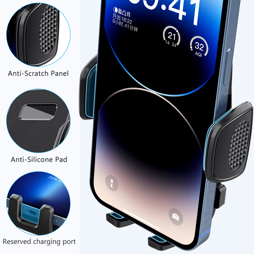 CardiVox 2-in-1 Car Phone Holder Mount for iPhone & Android, Dashboard & Windshield Cell Phone Holder, One-Touch Lock